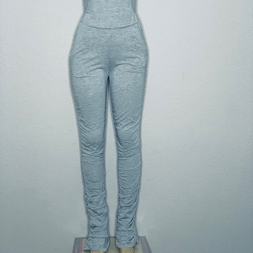 2 piece crop top stacked leggings.